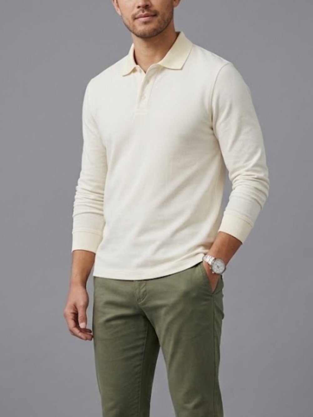 NWT Everlane Long-Sleeve Pique Polo Shirt